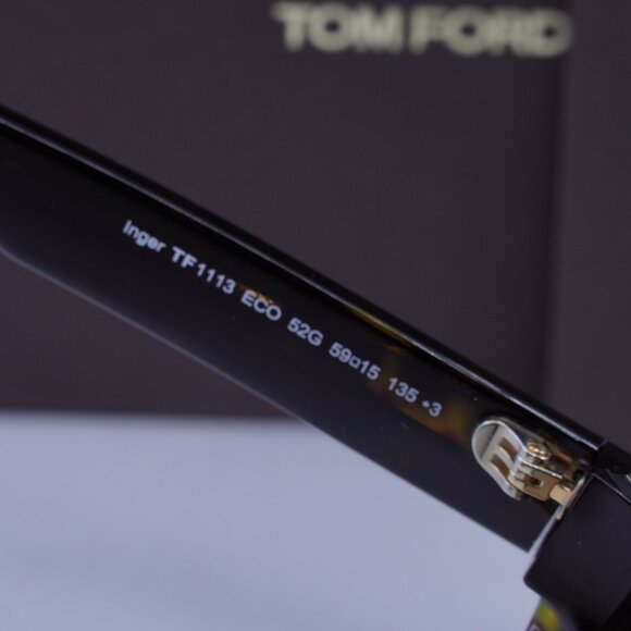 Tom Ford FT1113 52G Inger Round Sunglasses - Dark Havana/Brown Mirror main image 6
